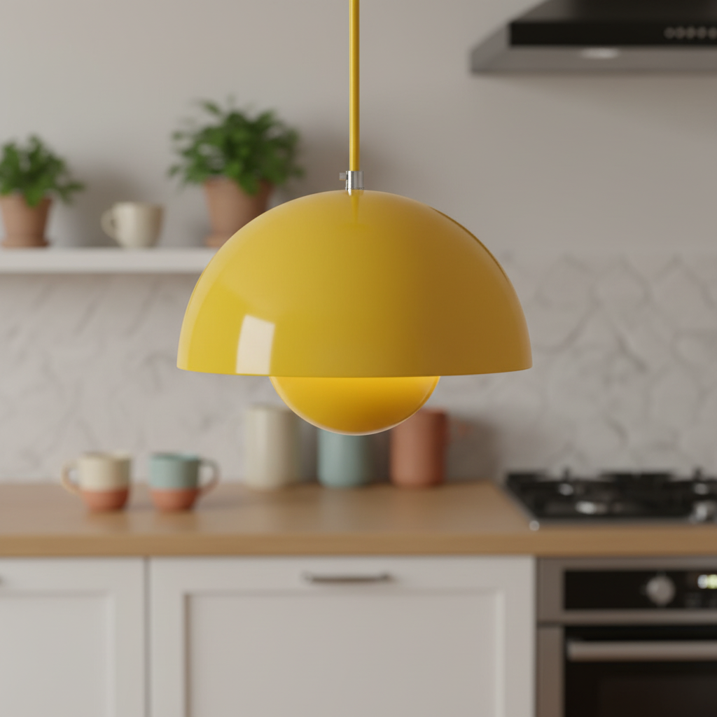 Suspension Dôme Métal Colorée Moderne mise en ambiance dans un intérieur