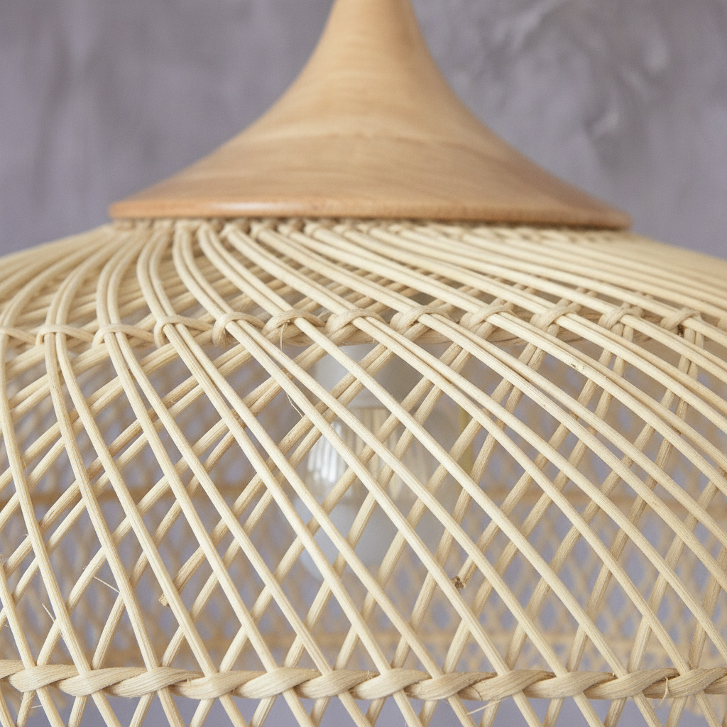 Suspension Dôme Rotin Tressé Naturel — detail