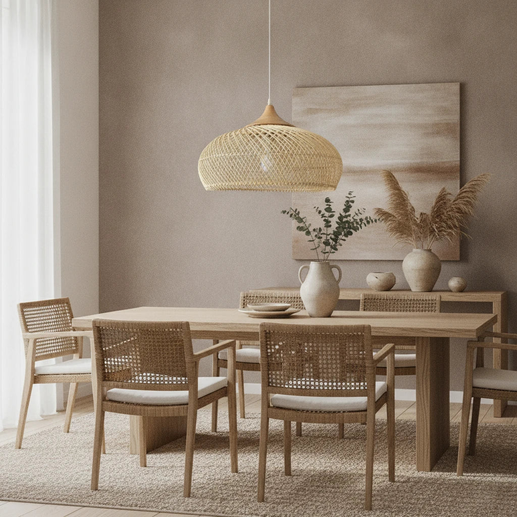 suspension-dome-rotin-tresse-naturel highlight Image