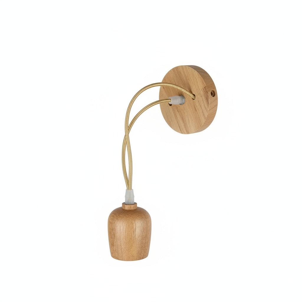 Suspension Douille Bois Naturel Minimaliste Scandinave - vue produit sur fond blanc