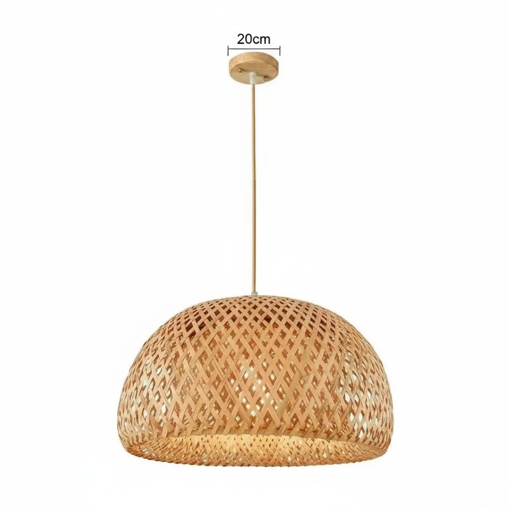 Suspension Fibre Naturelle Tressée Ronde 26cm Design - vue produit sur fond blanc - vue 1/2