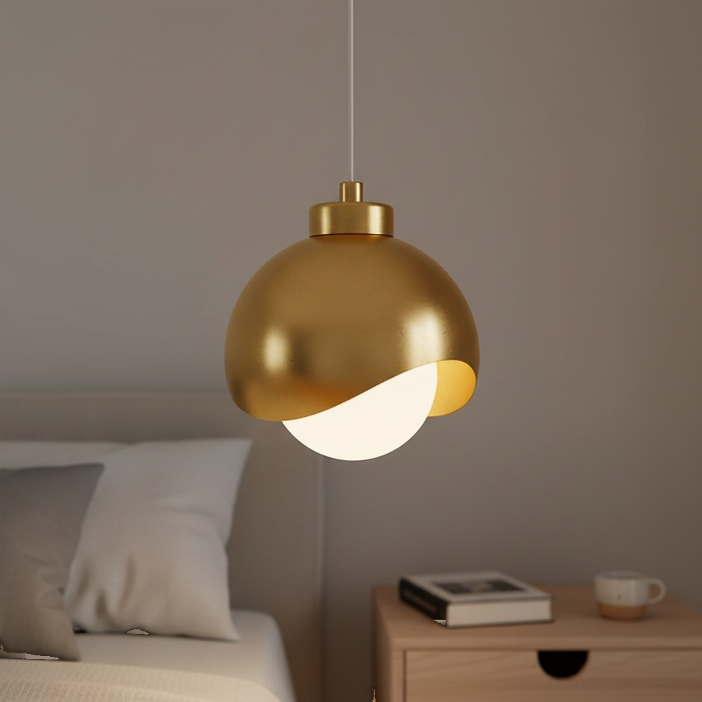 Suspension Globe Métal Doré Boule de Verre Design mise en ambiance dans un intérieur