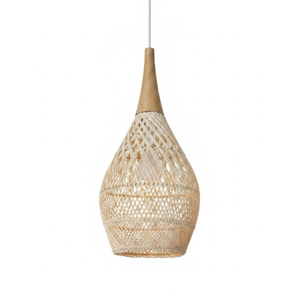 Suspension Goutte Rotin Tressé et Bois — google shopping