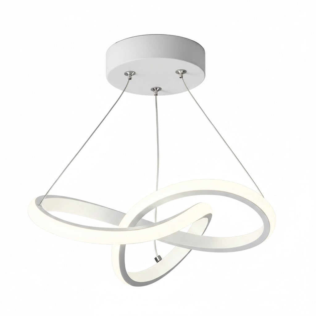 Suspension LED Design Torsadée Blanche - vue produit sur fond blanc