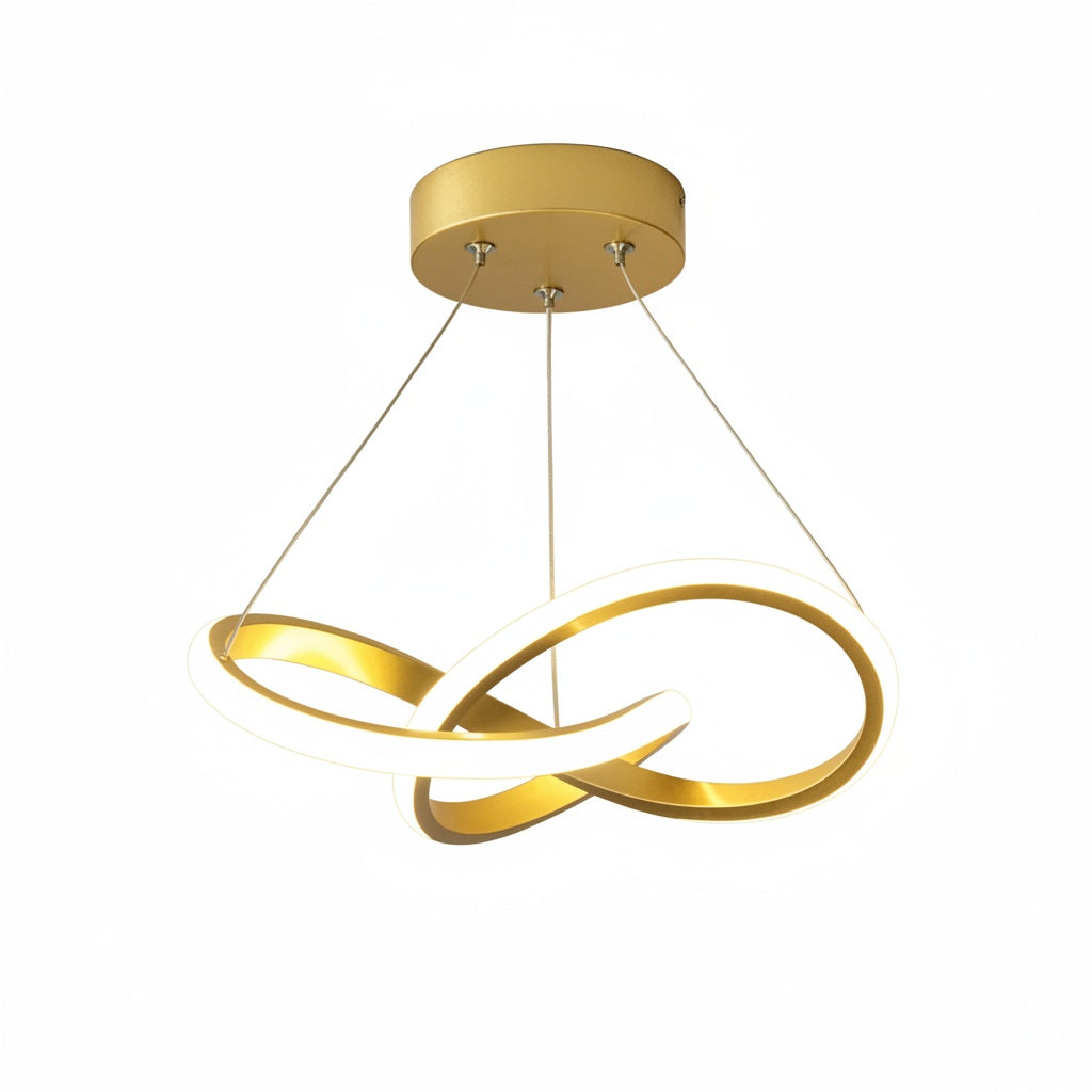Suspension LED Dorée Torsadée Design - vue produit sur fond blanc