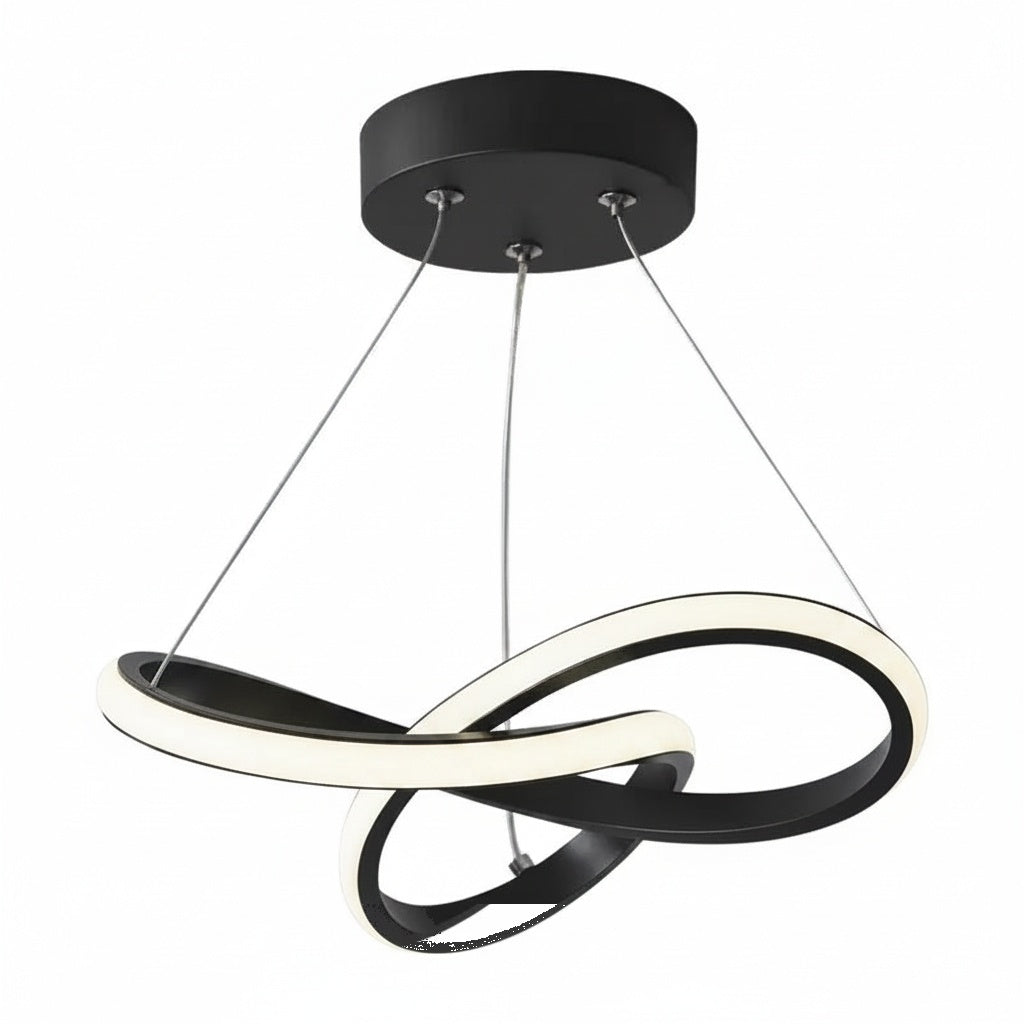 Suspension LED Spirale Design Noir - vue produit sur fond blanc