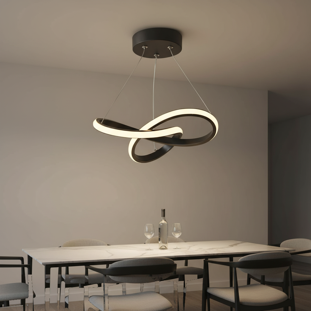 Suspension LED Spirale Design Noir mise en ambiance dans un intérieur