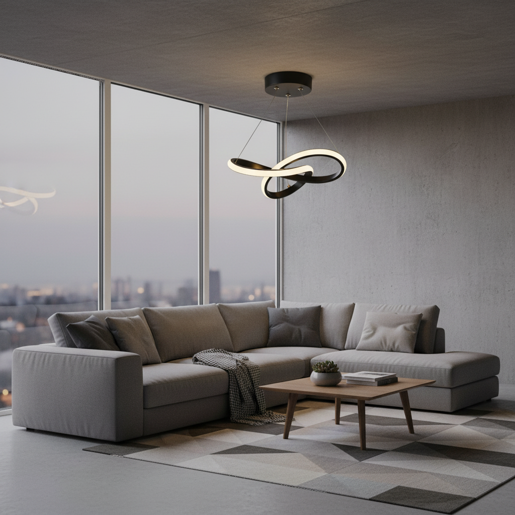 Suspension LED Spirale Design Noir en situation décorative