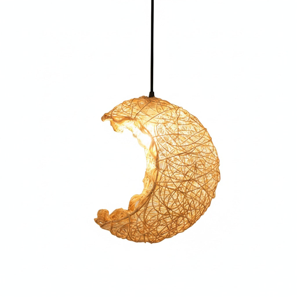 Suspension Lune Rotin Tressé Naturel — google shopping