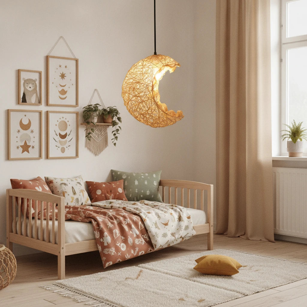 suspension-lune-rotin-bambou-tresse-naturel highlight Image