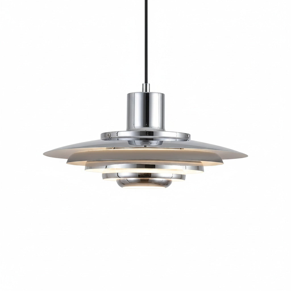 Suspension Métal Argenté Design Scandinave - vue produit sur fond blanc
