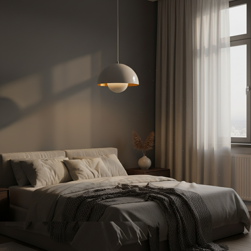 Suspension Métal Bourgeon Design Moderne allumée diffusant sa lumière