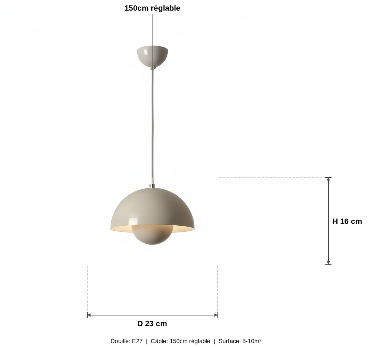Suspension Métal Bourgeon Design Moderne - schéma des dimensions