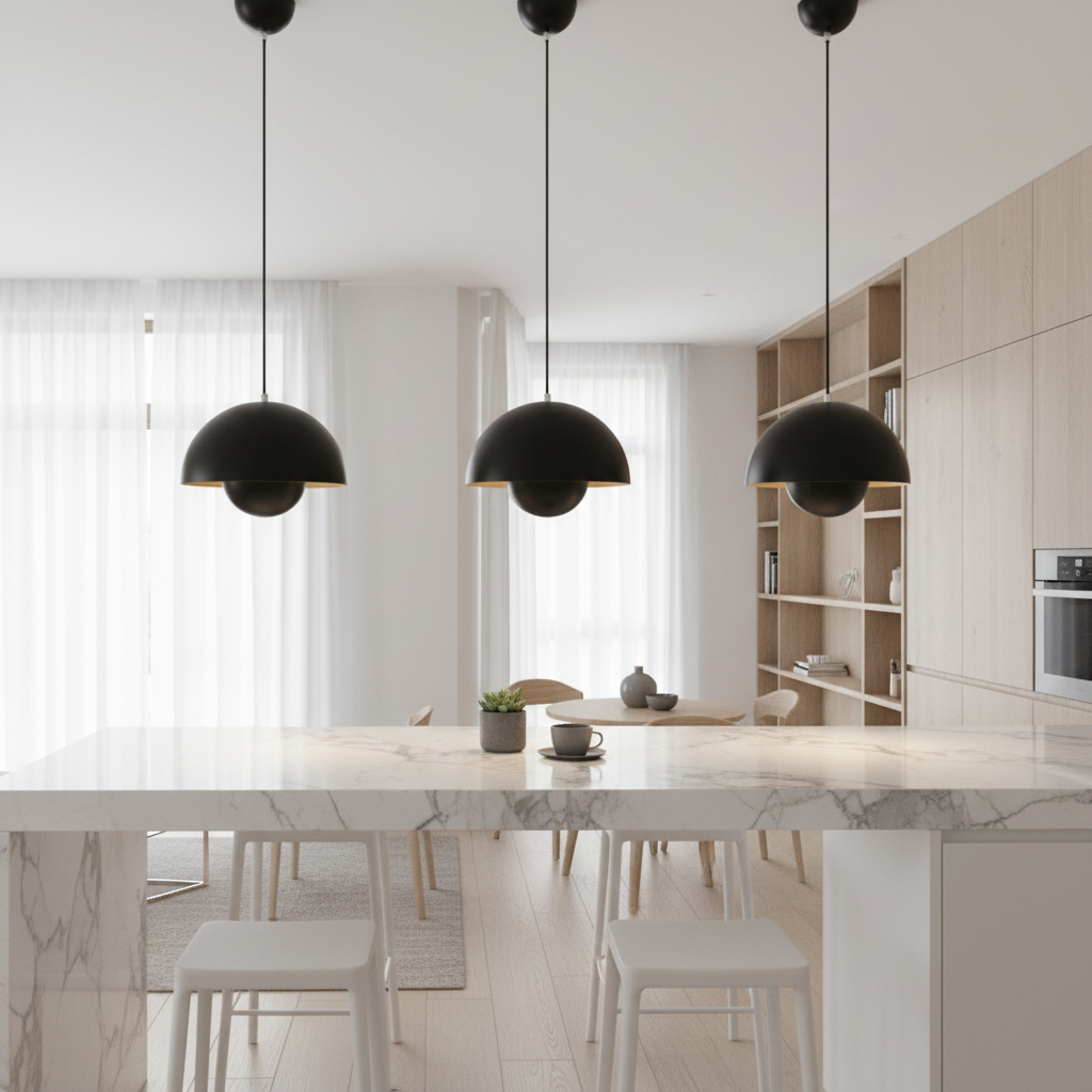 Suspension Métal Design Bourgeon Noir en situation décorative