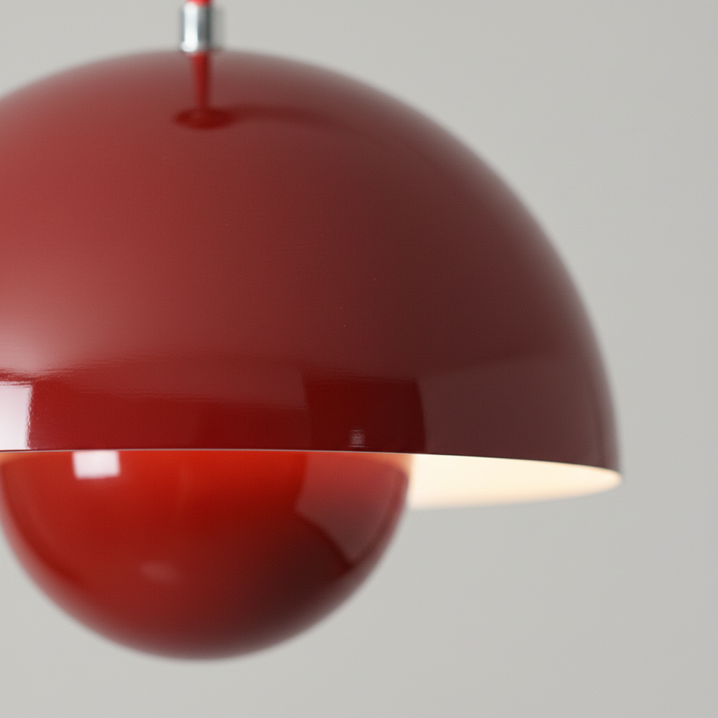 Suspension Métal Flowerpot Rouge - gros plan sur les détails de fabrication