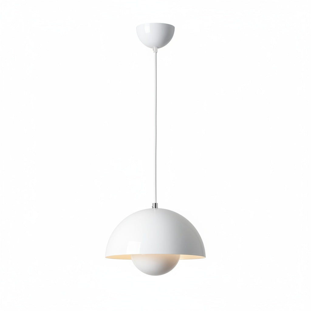 Suspension Métal Moderne Bourgeon Blanc - vue produit sur fond blanc