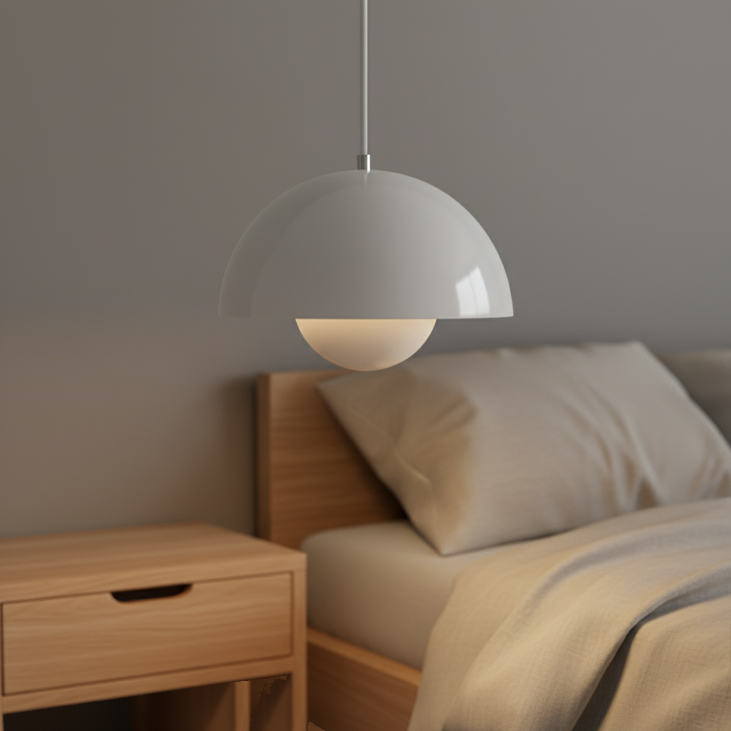Suspension Métal Moderne Bourgeon Blanc mise en ambiance dans un intérieur