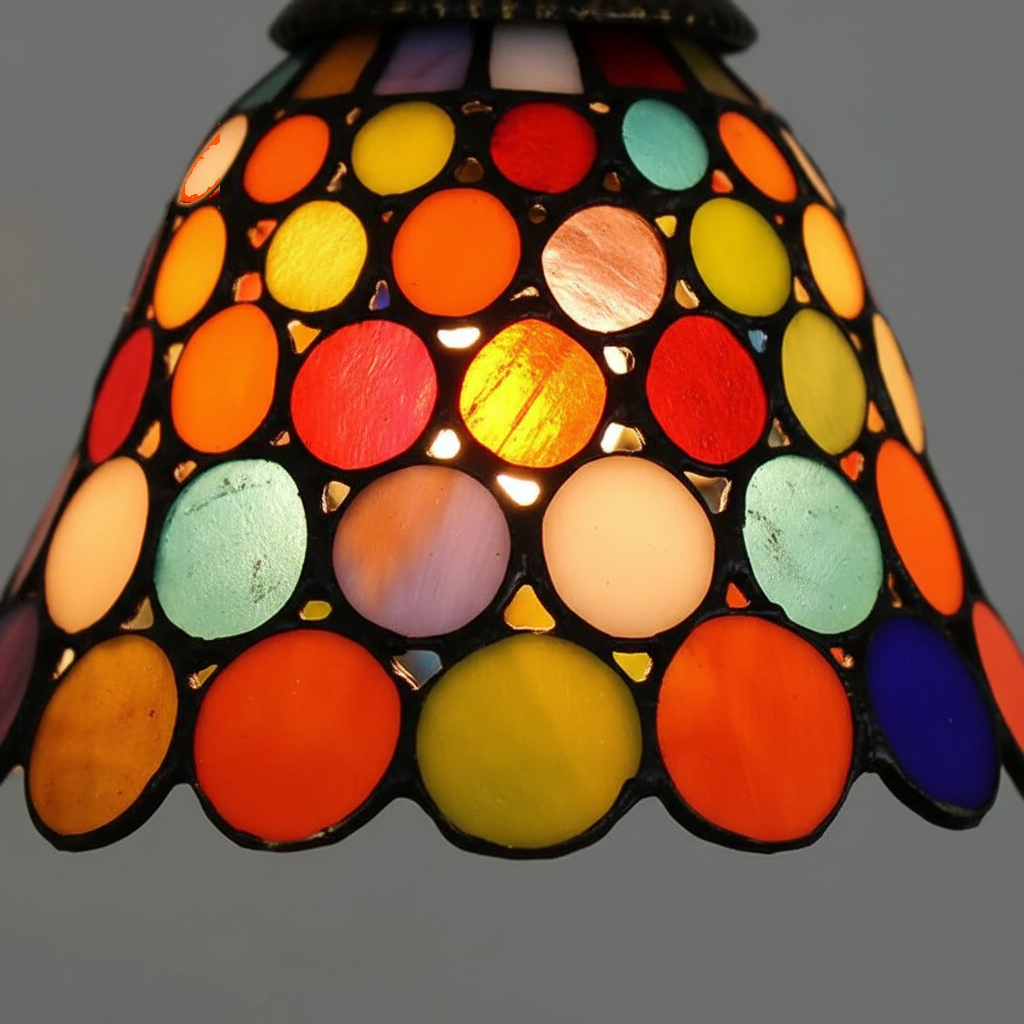 Suspension Mosaïque Verre Coloré Bohème - gros plan sur les détails de fabrication