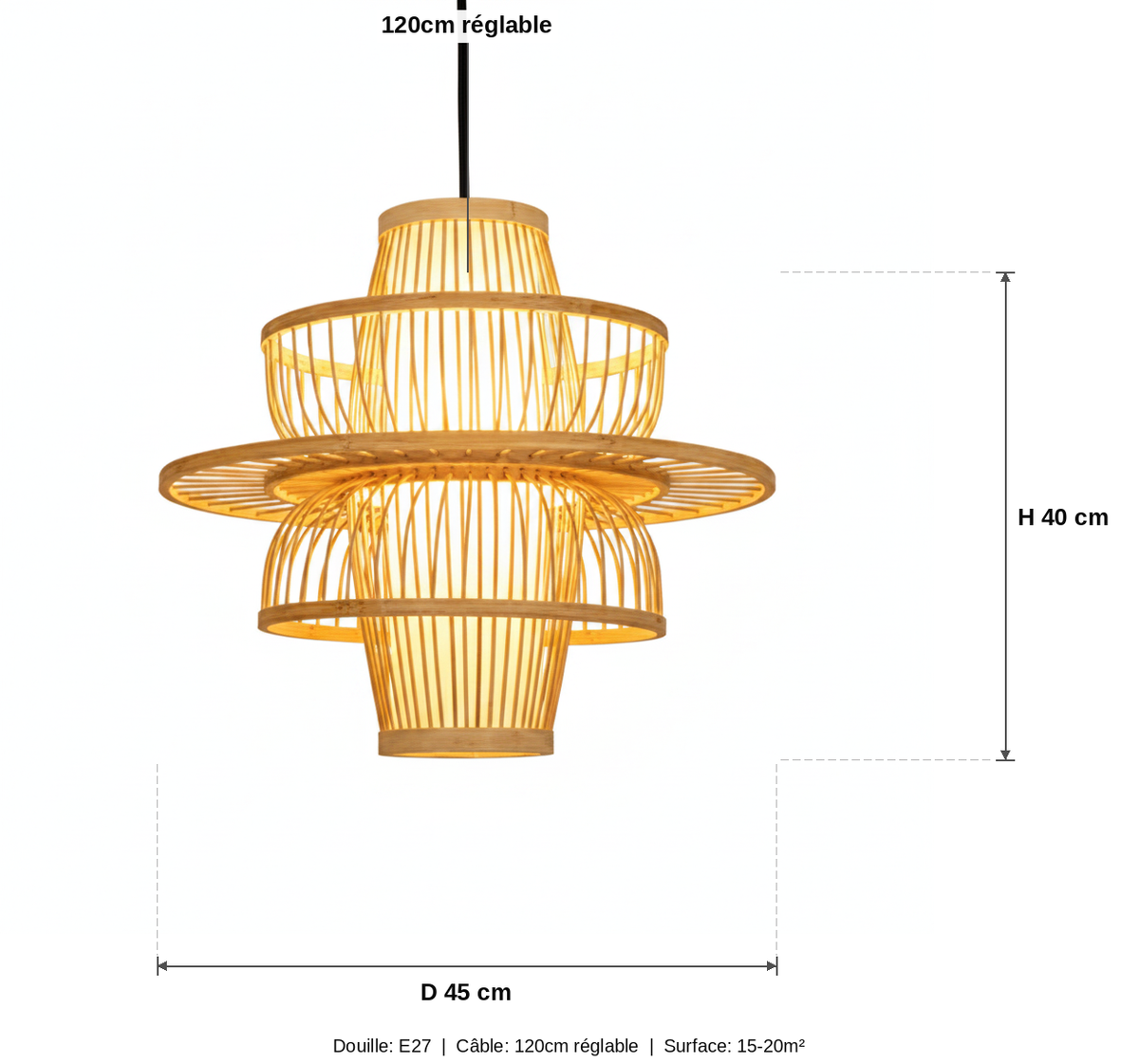 Suspension Pagode Bambou Tressé Nature — measures default