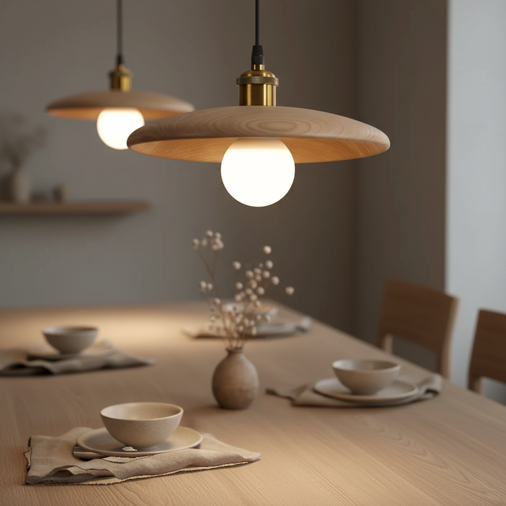 Suspension Plateau Bois Massif Wabi-Sabi Design mise en ambiance dans un intérieur