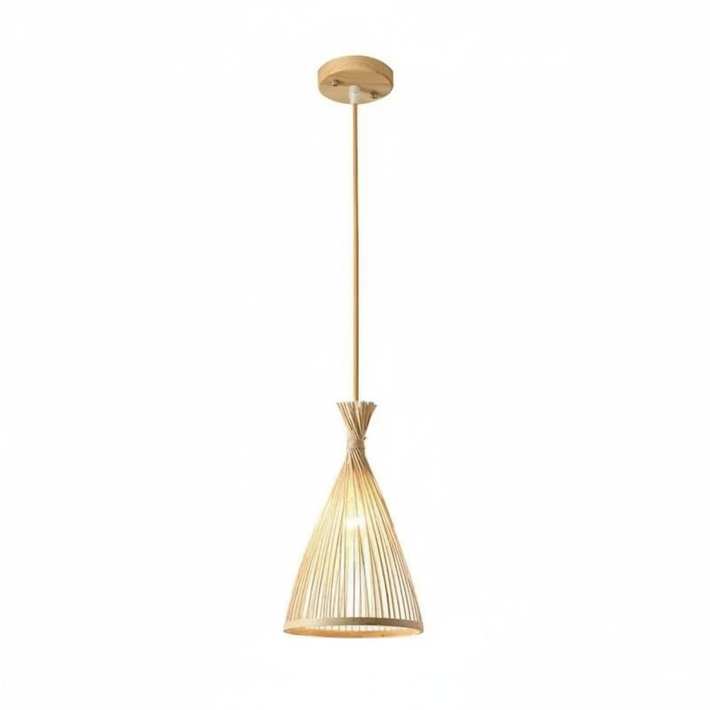 Suspension Rotin Cône Chambre Adulte 21x38cm - vue produit sur fond blanc - vue 1/2