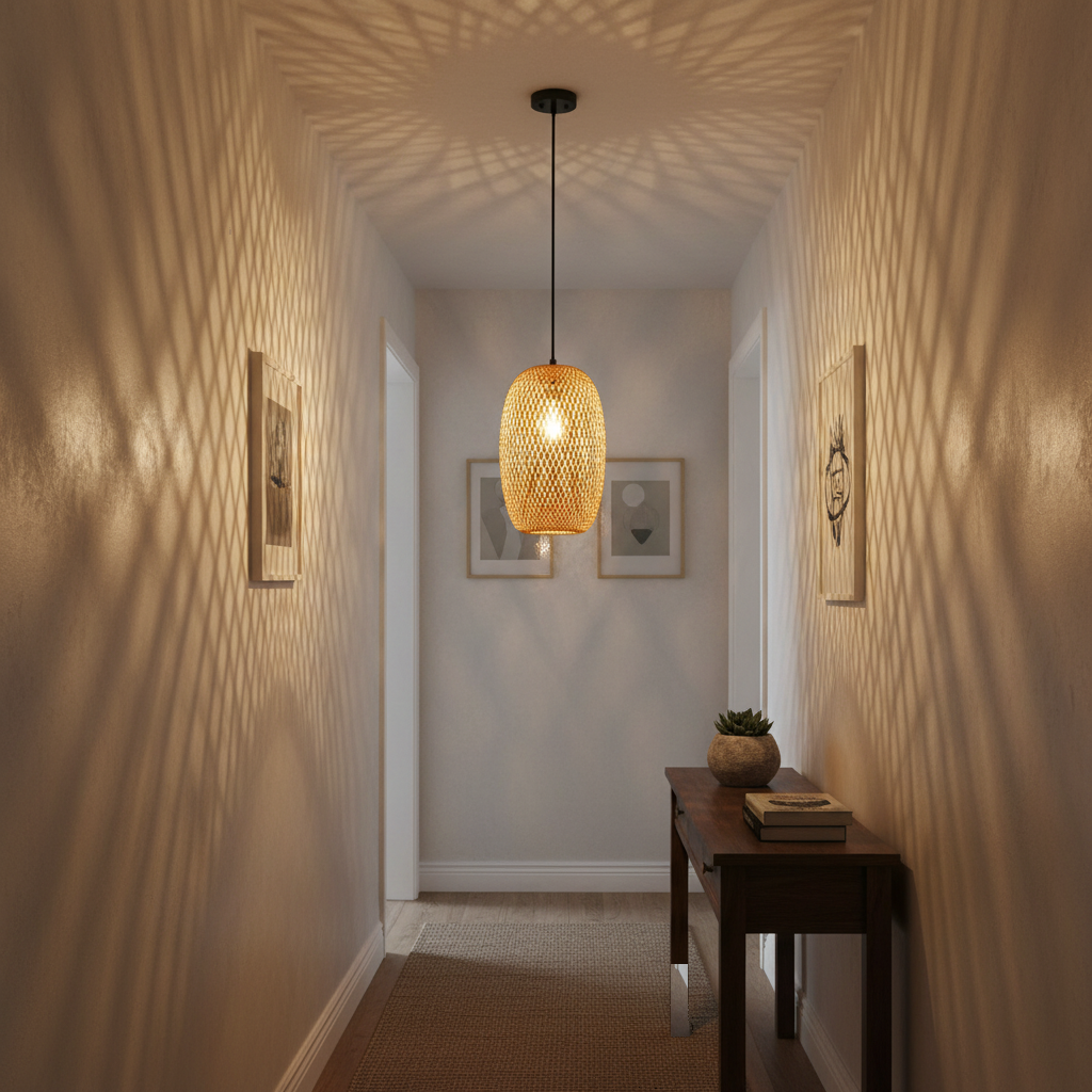 Suspension Rotin Design Entrée Couloir 18x38cm en situation décorative - vue 1/2