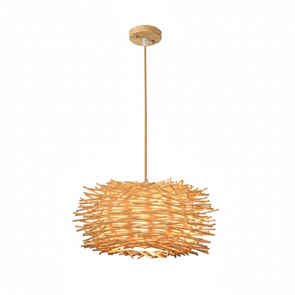 Suspension Rotin Nid d'Oiseau Wabi-Sabi - vue produit sur fond blanc