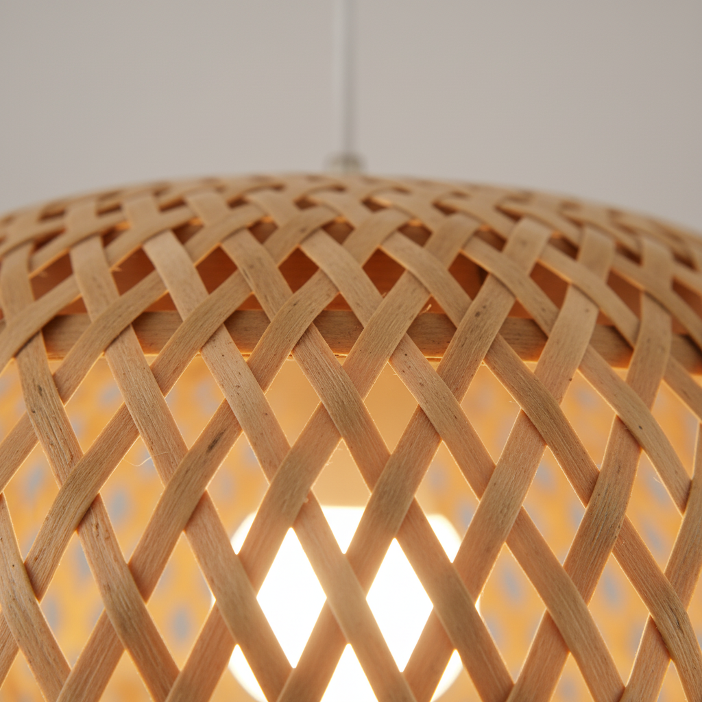 Suspension Rotin Tissé Chambre Bébé Douce 26cm - gros plan sur les détails de fabrication - vue 1/2