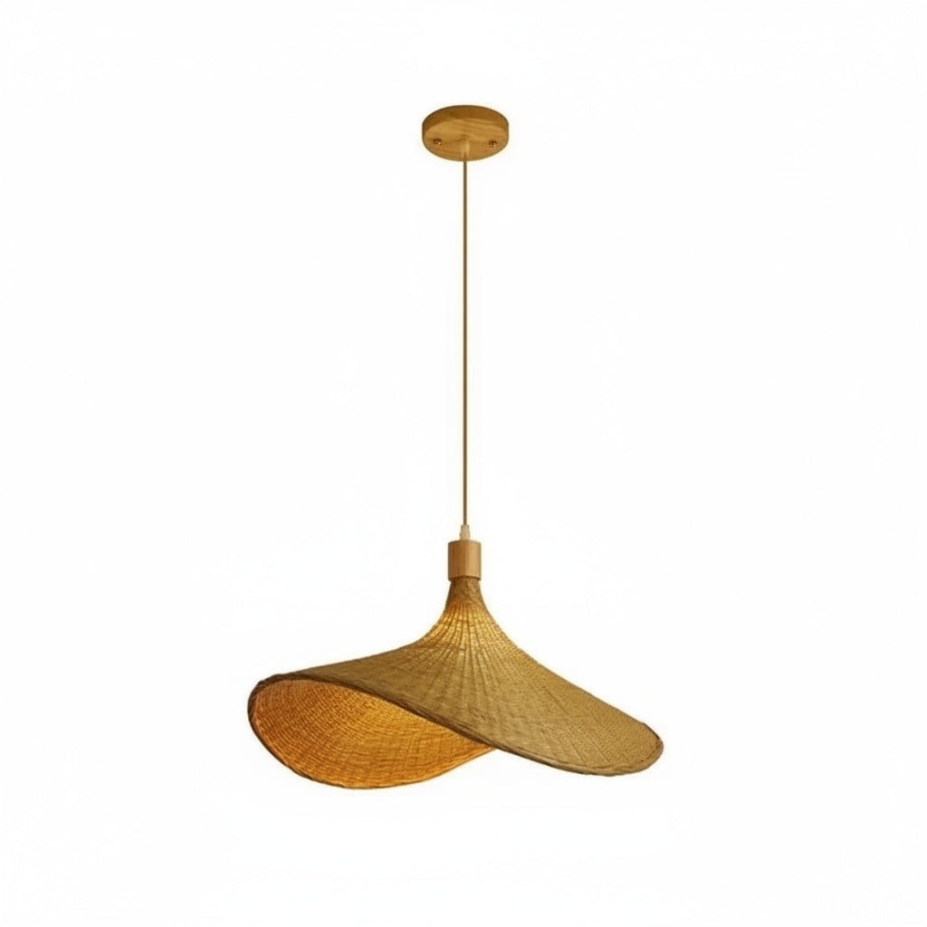 Suspension Rotin Tressé Bohème Naturelle 30cm - vue produit sur fond blanc - vue 1/2