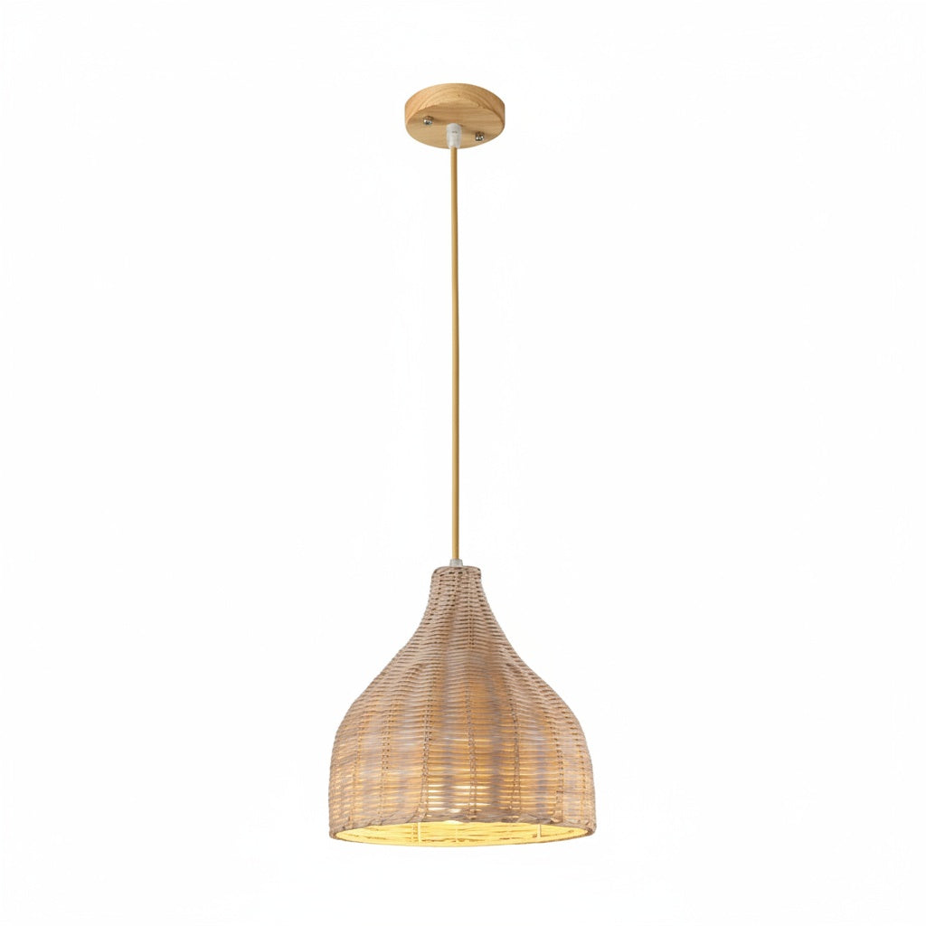 Suspension Rotin Tressé Forme Cloche - vue produit sur fond blanc
