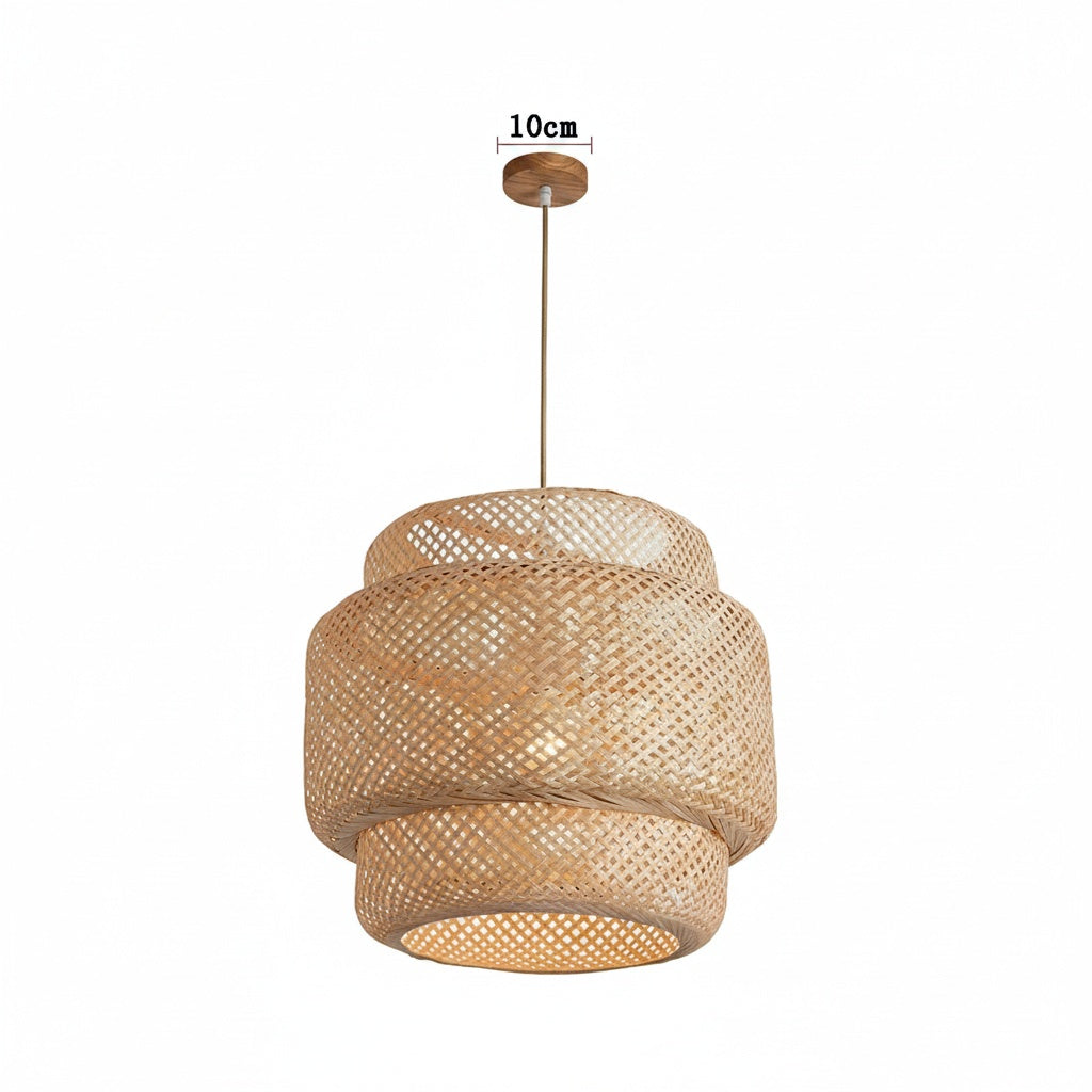 Suspension Rotin Tressé Étagé Naturelle - vue produit sur fond blanc