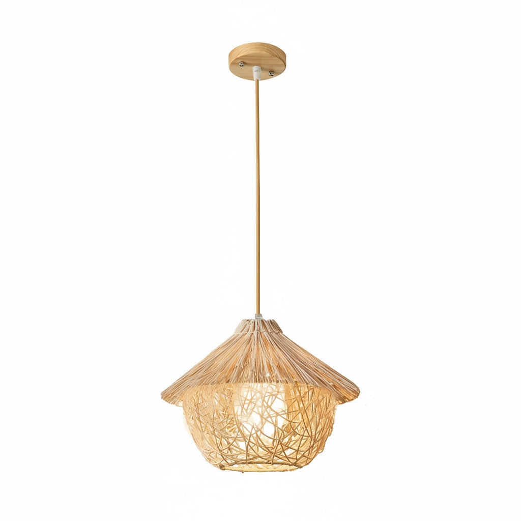 Suspension Rotin Tressé Nid Évasé - vue produit sur fond blanc