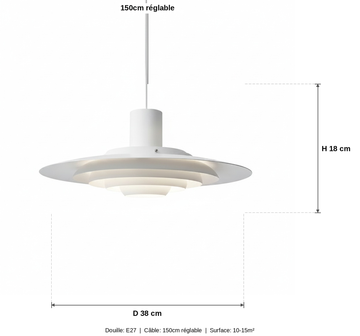 Suspension Scandinave Disques Étagés - schéma des dimensions
