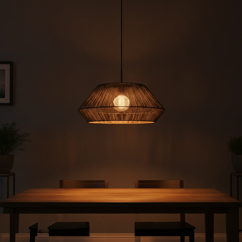 Suspension Tambour Corde Tressée Noire — lit