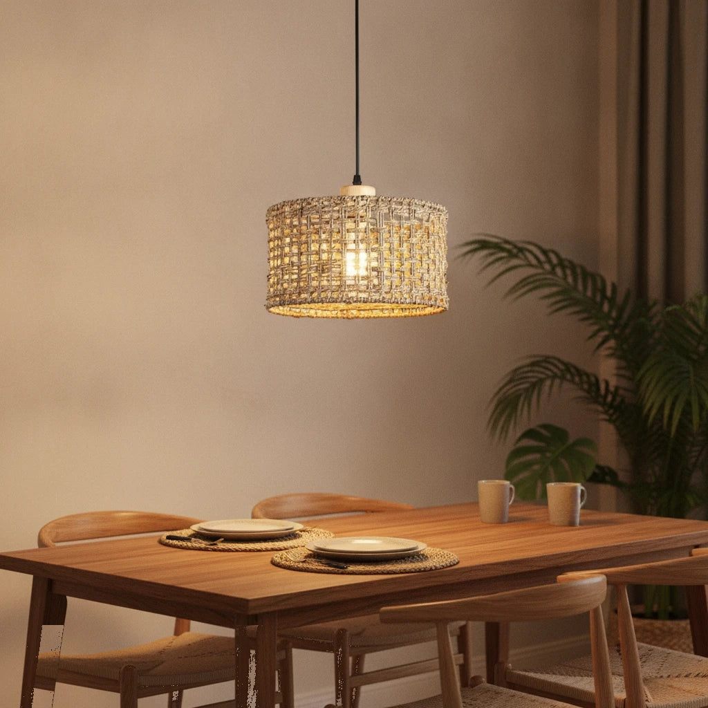 suspension-tambour-osier-tresse-aioure highlight Image