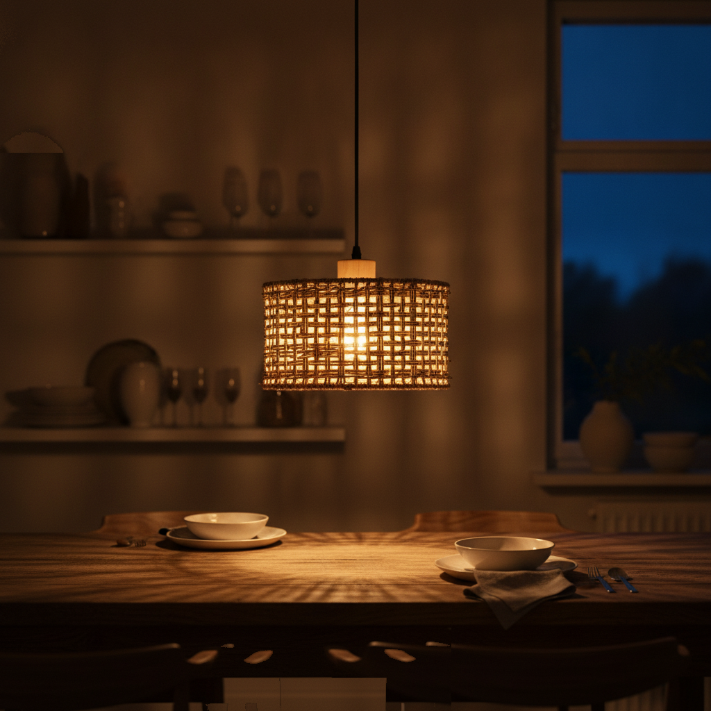 Suspension Tambour Osier Tressé Ajouré — lit