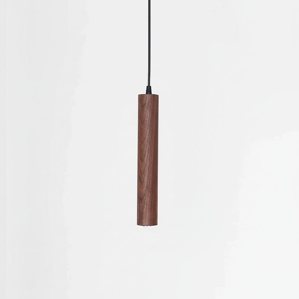 Suspension Tube en Noyer Massif Style Japandi - vue produit sur fond blanc