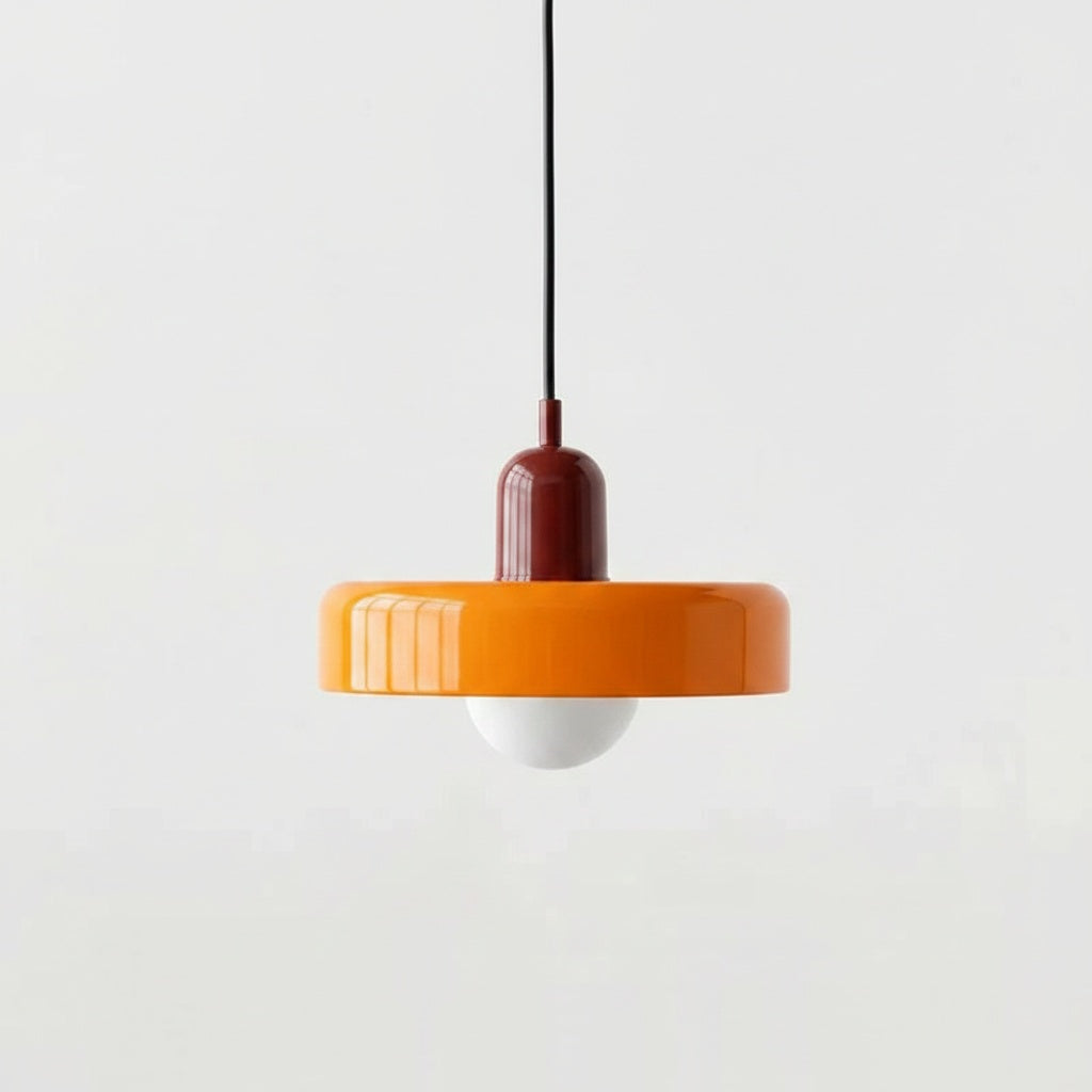 Suspension Verre Bauhaus Disque Orange - vue produit sur fond blanc
