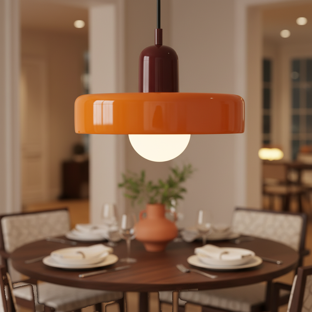 Suspension Verre Bauhaus Disque Orange mise en ambiance dans un intérieur
