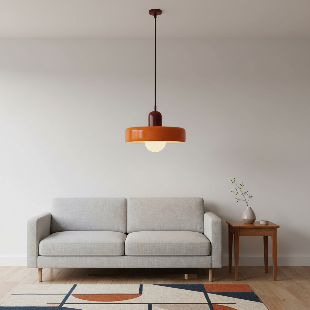 Suspension Verre Bauhaus Disque Orange en situation décorative