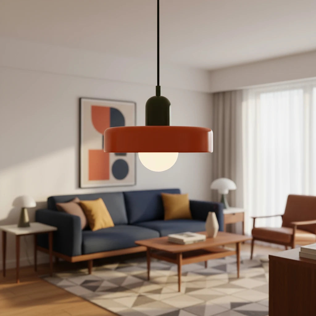 suspension-verre-bauhaus-orange-design-retro highlight Image
