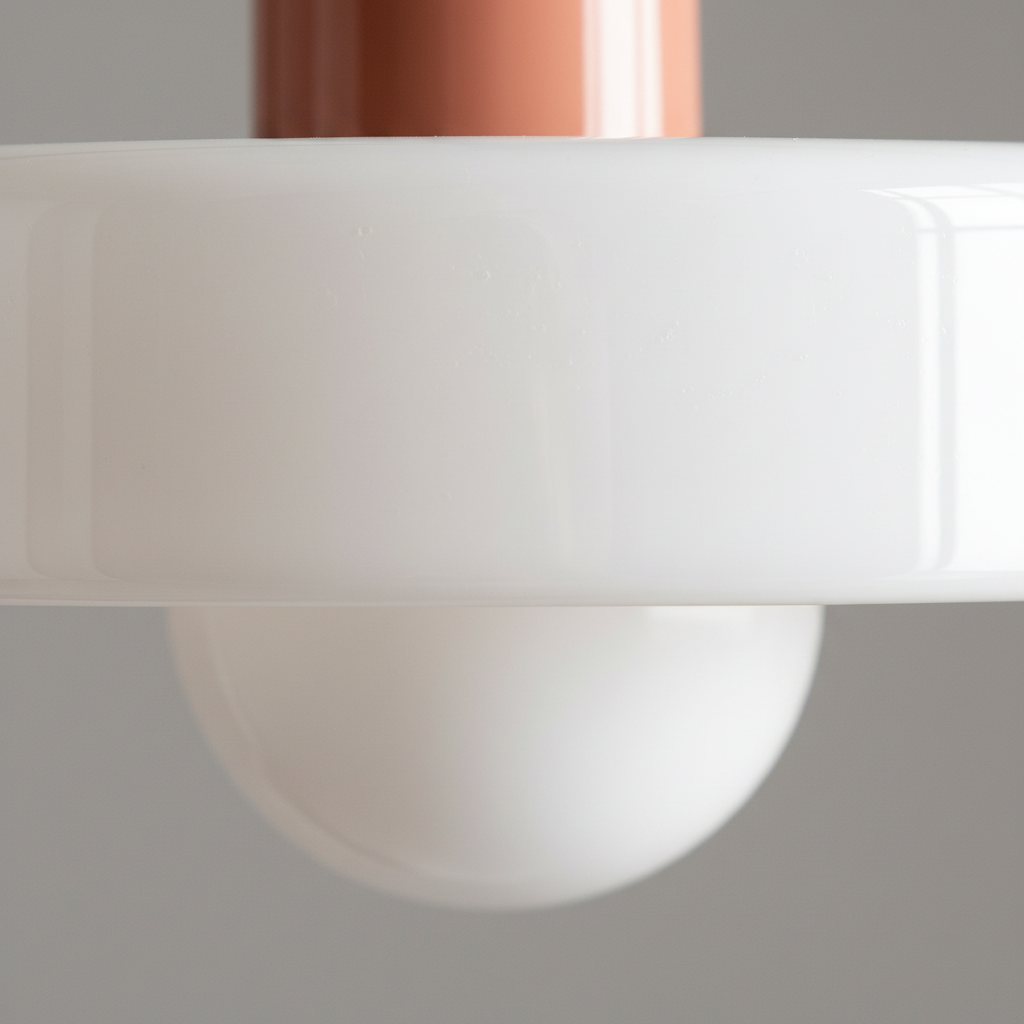 Suspension Verre Design Bauhaus Blanc - gros plan sur les détails de fabrication