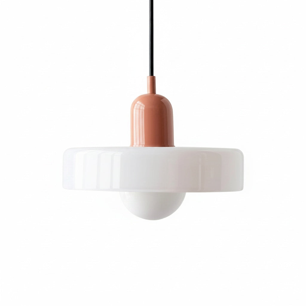 Suspension Verre Design Bauhaus Blanc - vue produit sur fond blanc