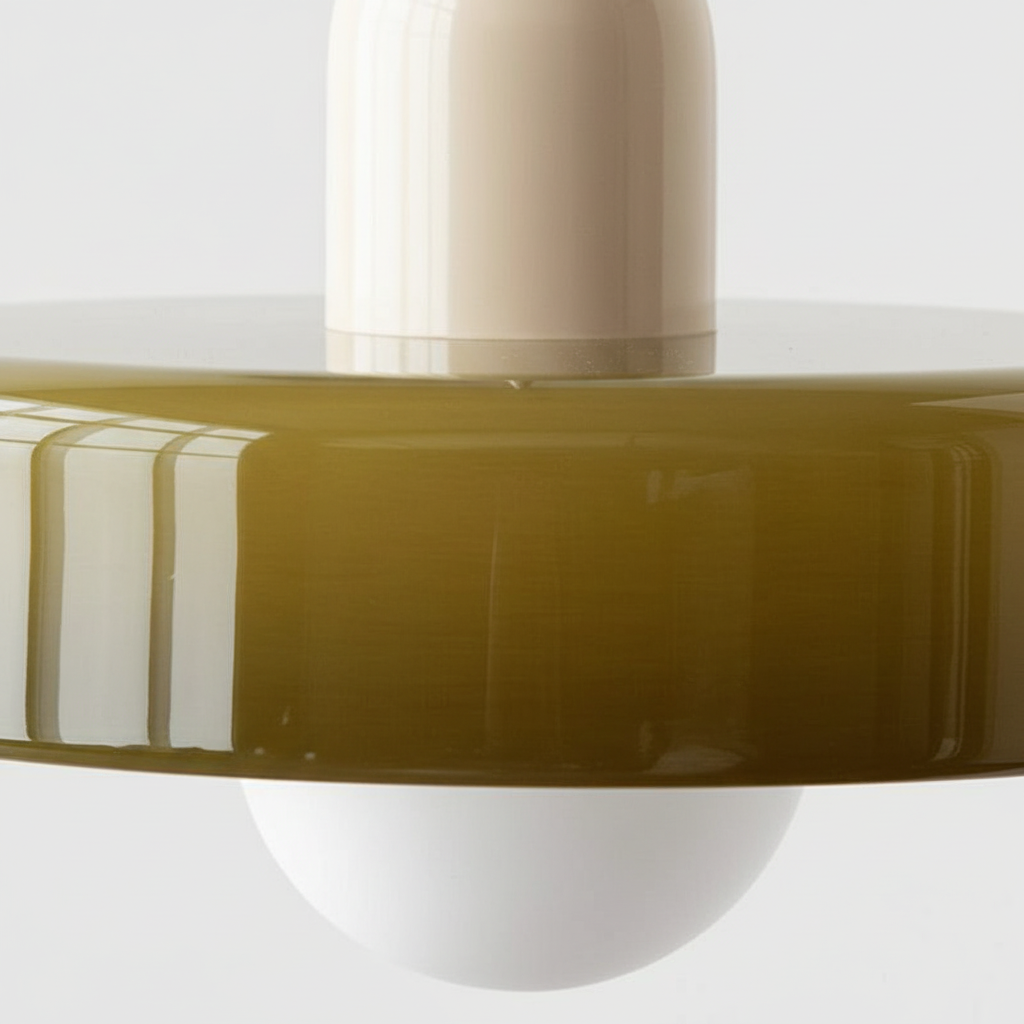 Suspension Verre Design Bauhaus Coloré - gros plan sur les détails de fabrication