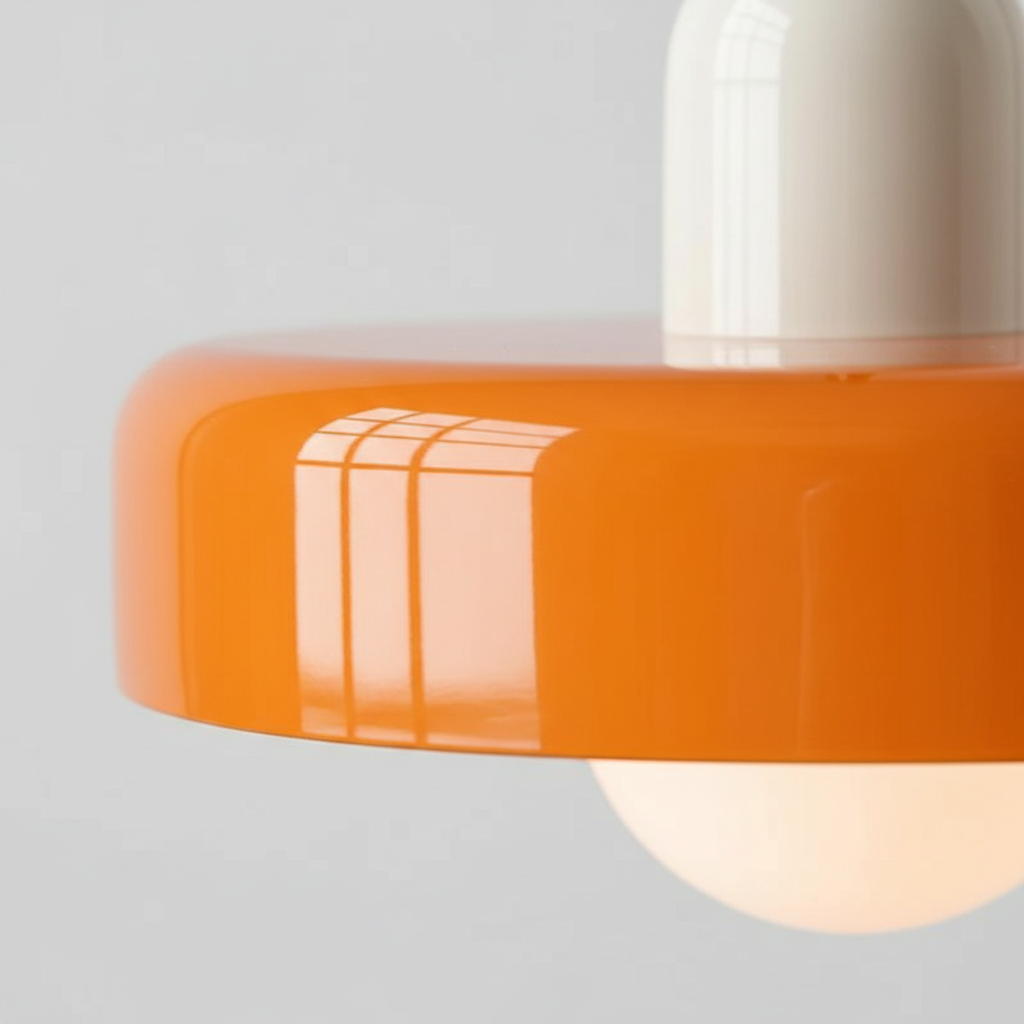 Suspension Verre Design Bauhaus Orange - gros plan sur les détails de fabrication