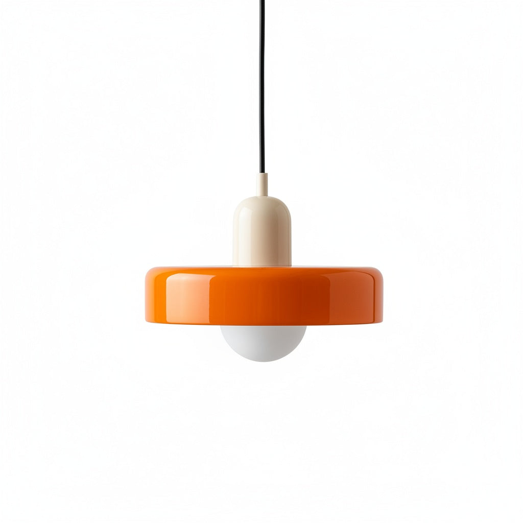 Suspension Verre Design Bauhaus Orange - vue produit sur fond blanc