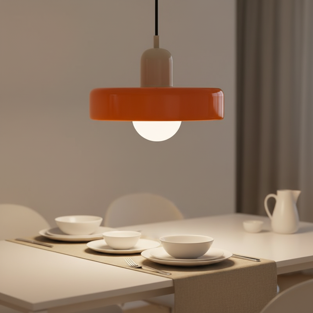 Suspension Verre Design Bauhaus Orange mise en ambiance dans un intérieur