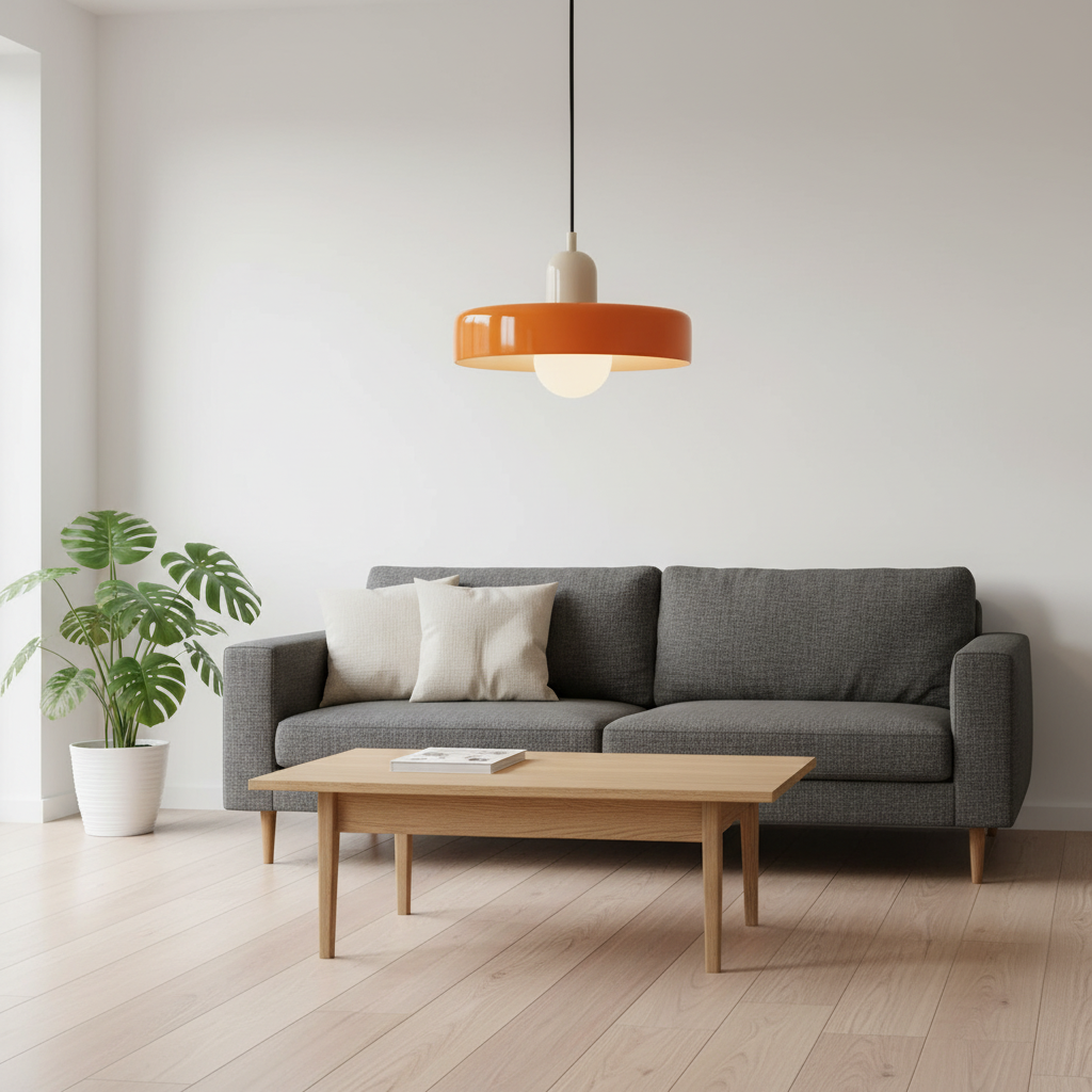 Suspension Verre Design Bauhaus Orange en situation décorative