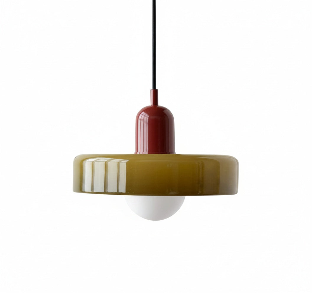 Suspension Verre Design Disque Bauhaus - vue produit sur fond blanc