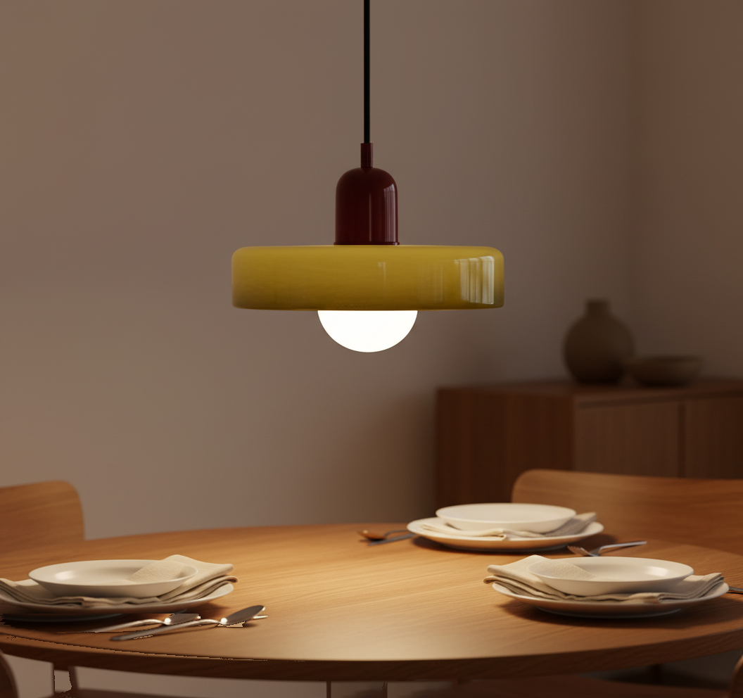 Suspension Verre Design Disque Bauhaus mise en ambiance dans un intérieur